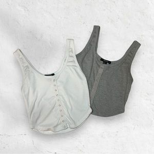 bundle grey + white cropped tank tops